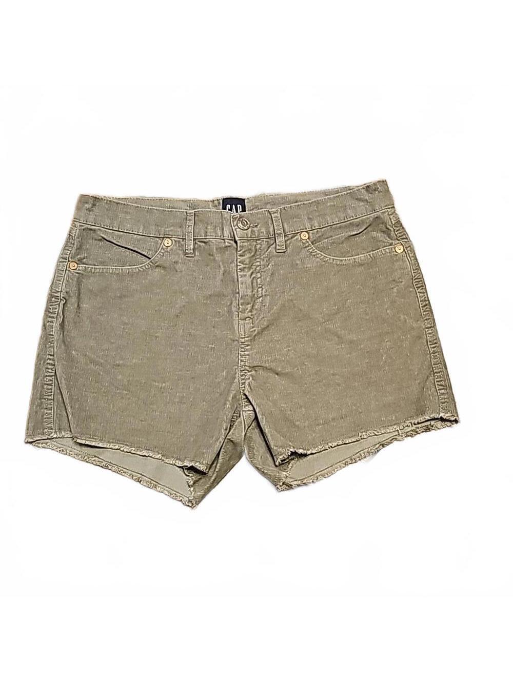 Gap Frayed Cut Off Corduroy Shorts Womens Size 8 High Rise Army Green